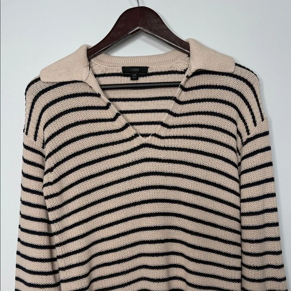 J. Crew Relaxed collared sweater in stripe XS